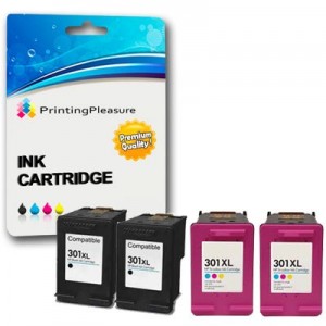 Printing Pleasure NON OEM - HP 301 2 x Nero & 2 x Colore Inchiostro Cartucce Ricostruiti Per HP Deskjet 1000, 1050, 1050A All-in-One, 2050, 2050A, 2050s, 3000, 3050, 3050A e-All-in-One