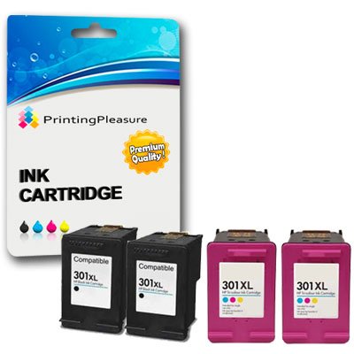 Printing Pleasure NON OEM - HP 301 2 x Nero & 2 x Colore Inchiostro Cartucce Ricostruiti Per HP Deskjet 1000, 1050, 1050A All-in-One, 2050, 2050A, 2050s, 3000, 3050, 3050A e-All-in-One